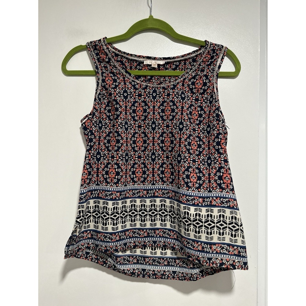 Skies Are Blue Boho Floral Abstract Tank Sz:XSP Multicolor Sleeveless Rayon